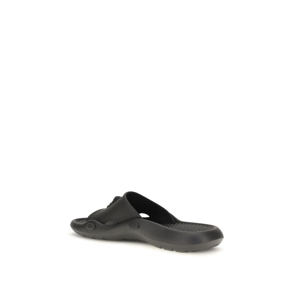 Versace Black Nettuno Rubber Slides Sandals schwarz