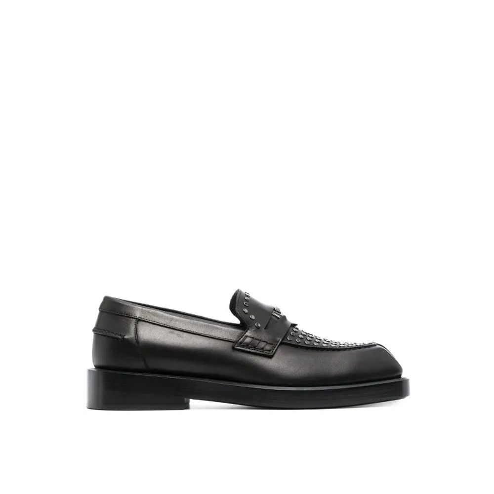 Versace Black Leather Slip-On Loafers schwarz
