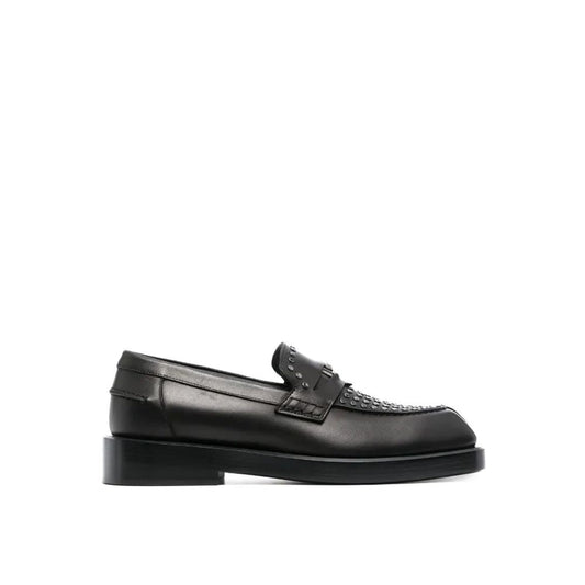 Versace Black Leather Slip-On Loafers schwarz