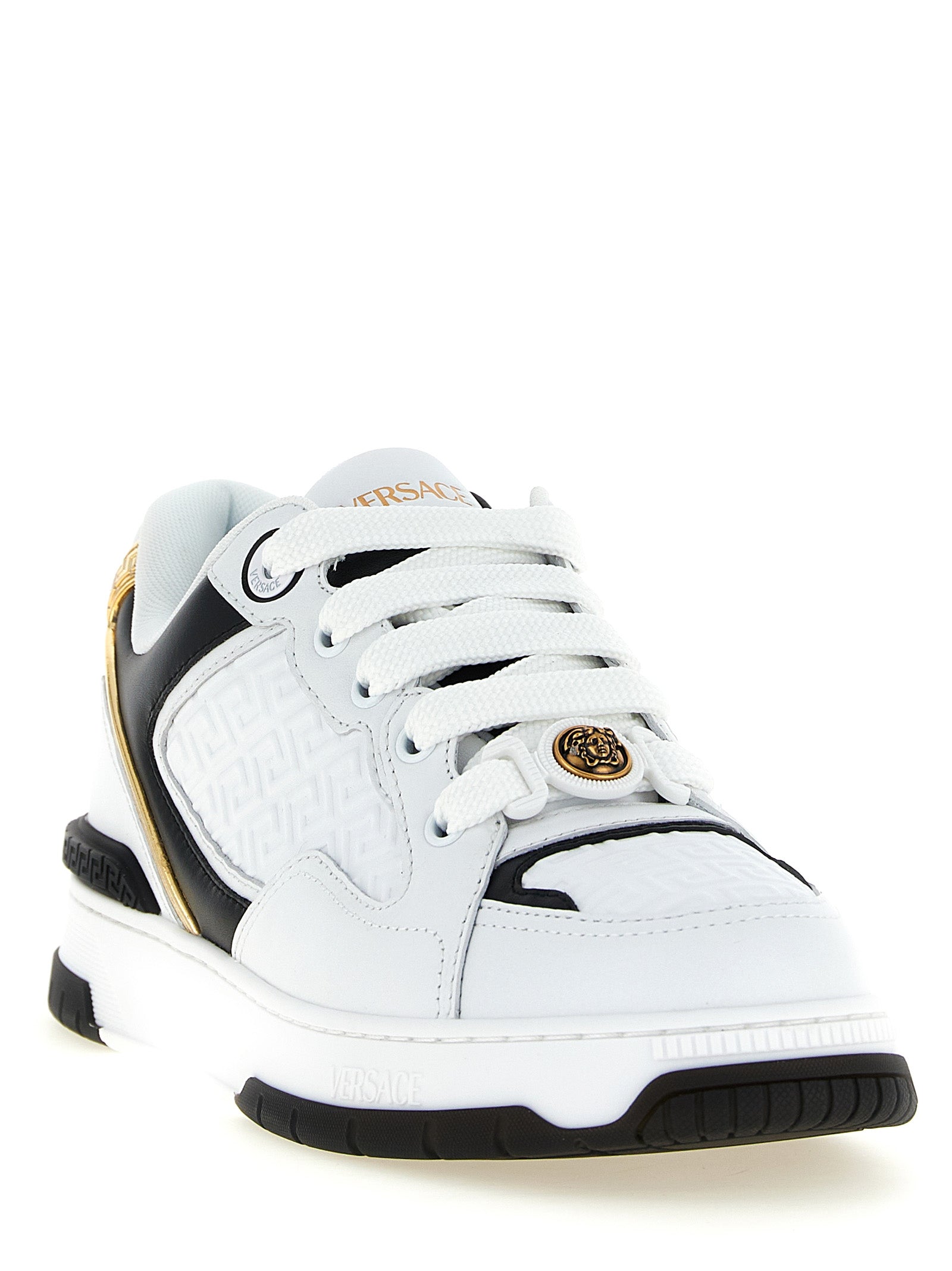 Versace Bicolor Leather Low Top Sneakers multicolor