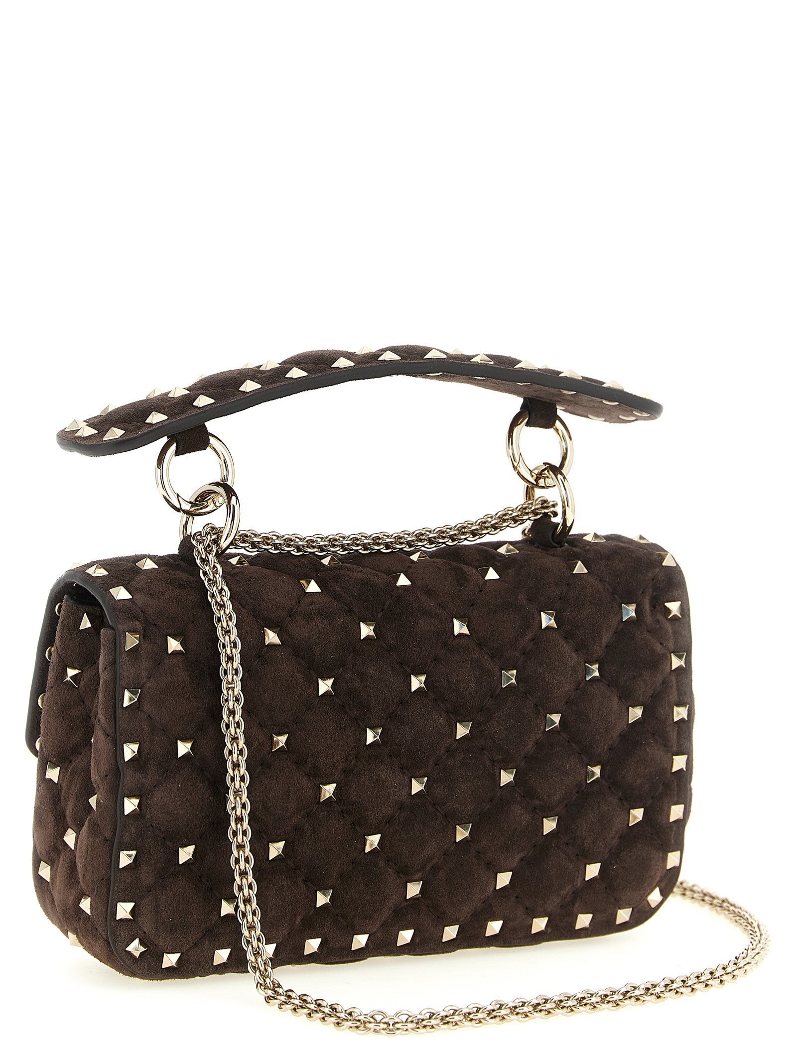 Valentino Garavani Brown 'Rockstud Spike' Small Shoulder Bag braun