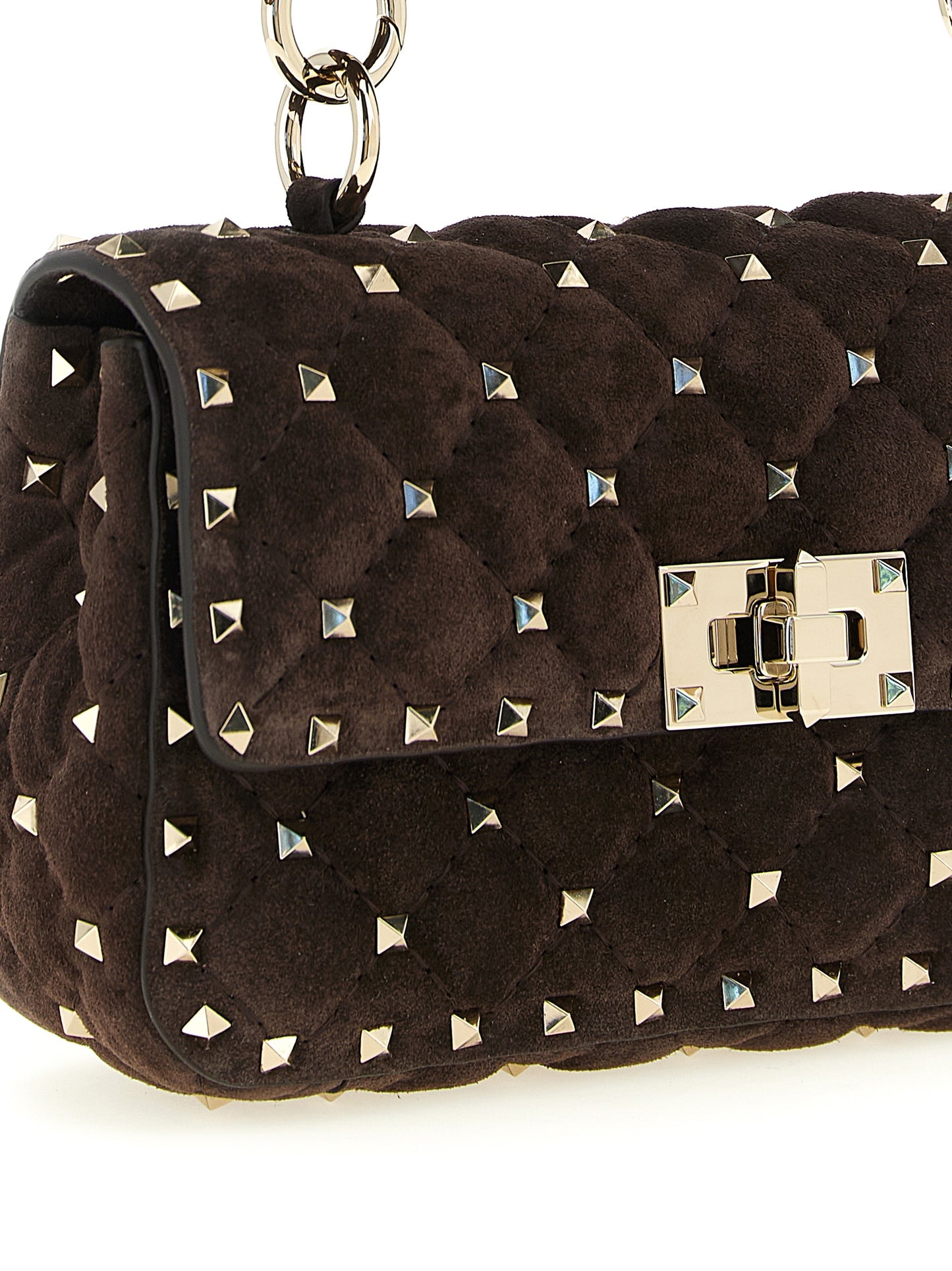 Valentino Garavani Brown 'Rockstud Spike' Small Shoulder Bag braun