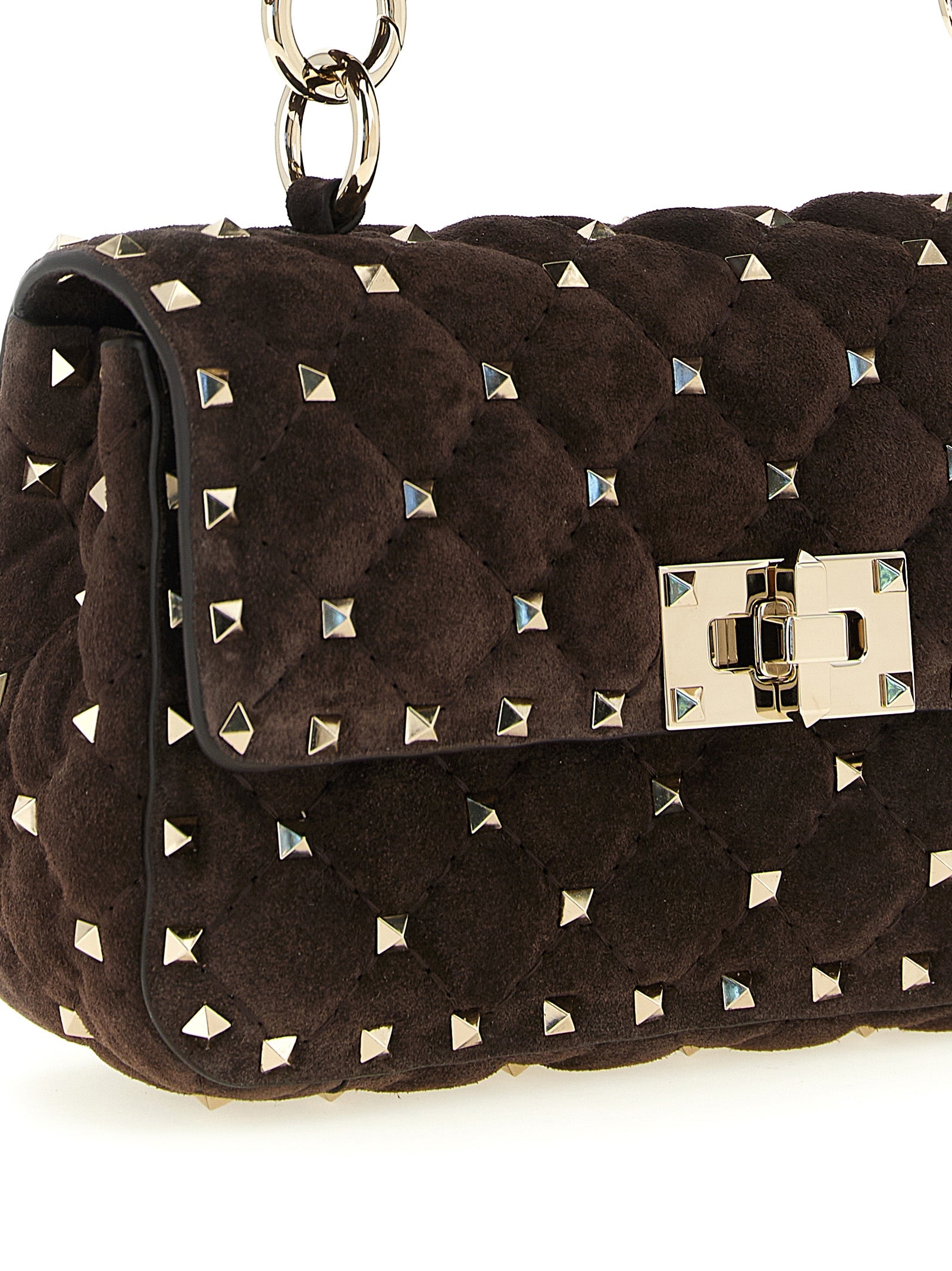 Valentino Garavani Brown 'Rockstud Spike' Small Shoulder Bag braun