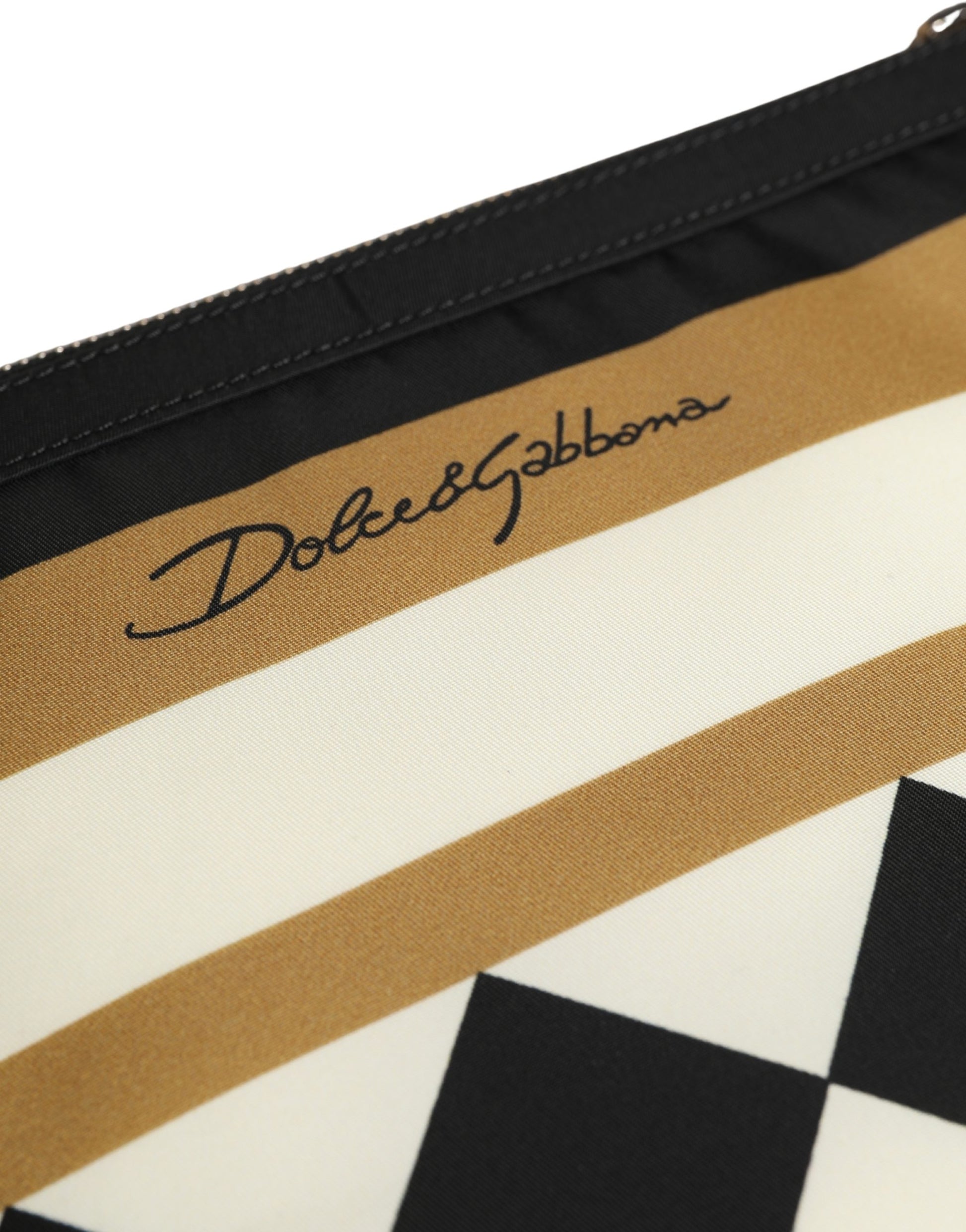 Dolce & Gabbana Multicolor Checkered Logo Print Nylon Clutch Borse Bag rot