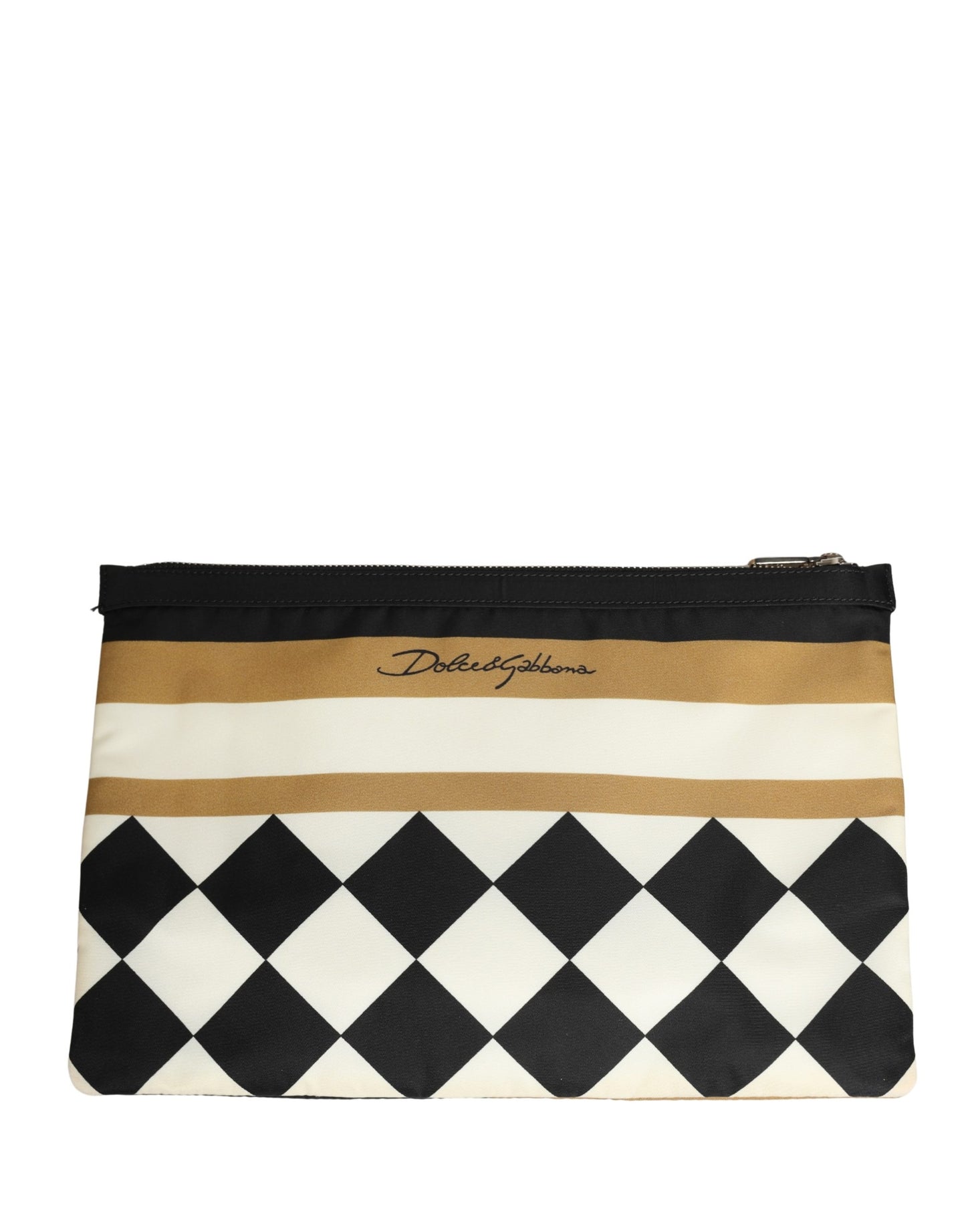 Dolce & Gabbana Multicolor Checkered Logo Print Nylon Clutch Borse Bag rot