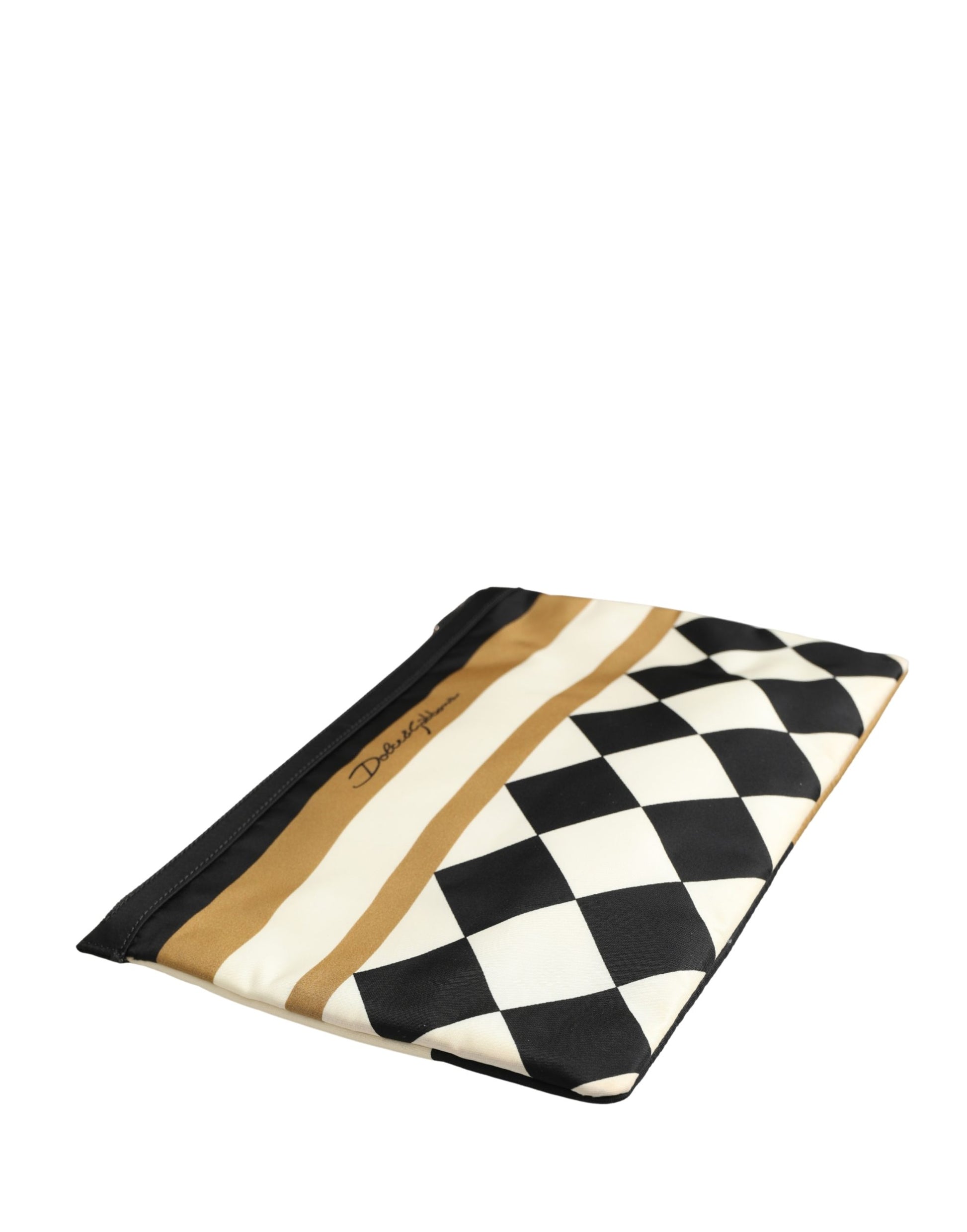 Dolce & Gabbana Multicolor Checkered Logo Print Nylon Clutch Borse Bag rot