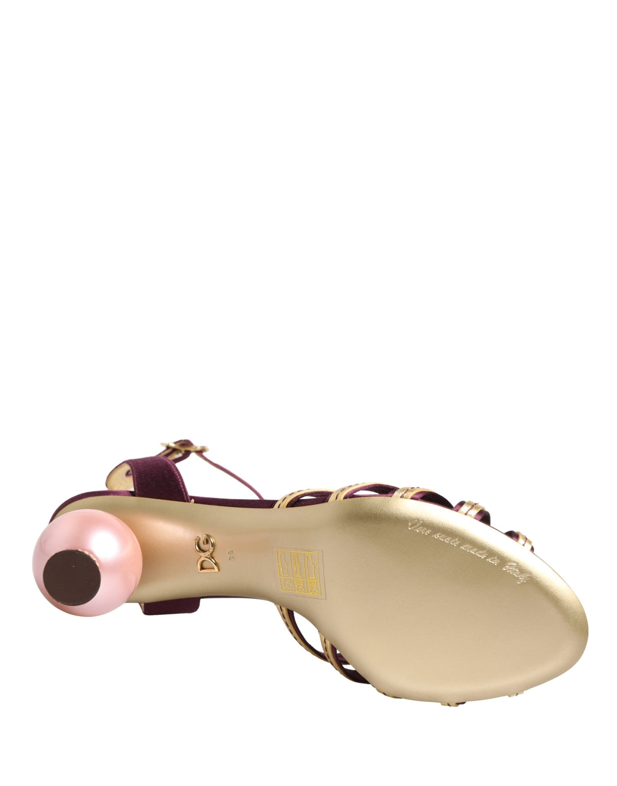Dolce & Gabbana Purple Gold Keira Pearl Heels Sandals Shoes lila