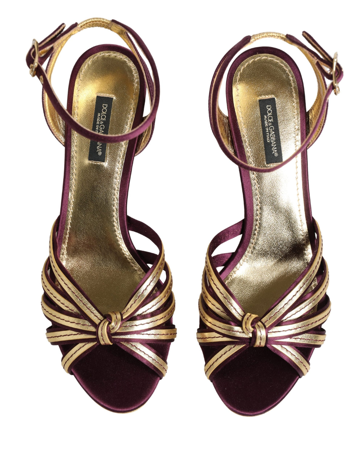 Dolce & Gabbana Purple Gold Keira Pearl Heels Sandals Shoes lila