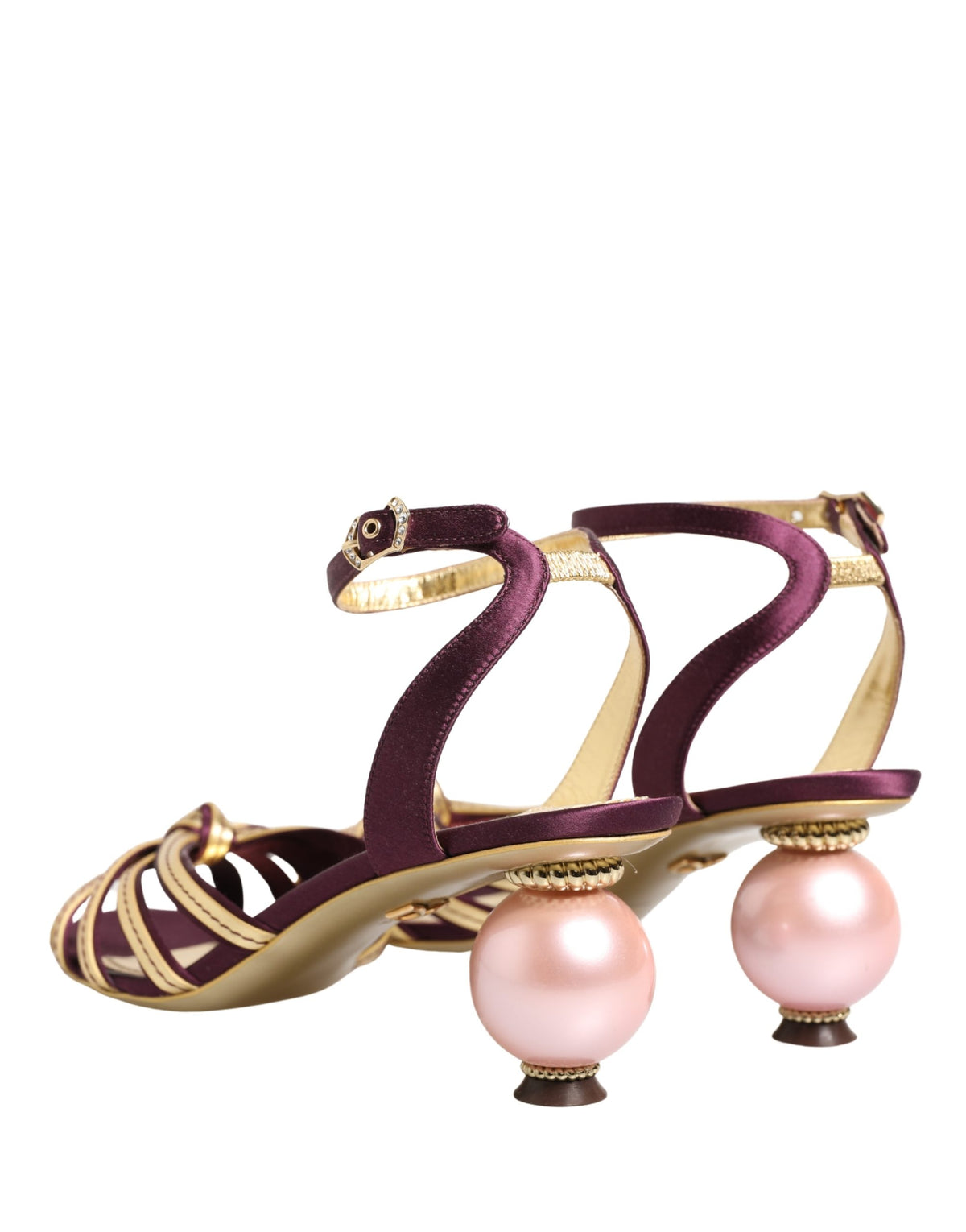 Dolce & Gabbana Purple Gold Keira Pearl Heels Sandals Shoes lila