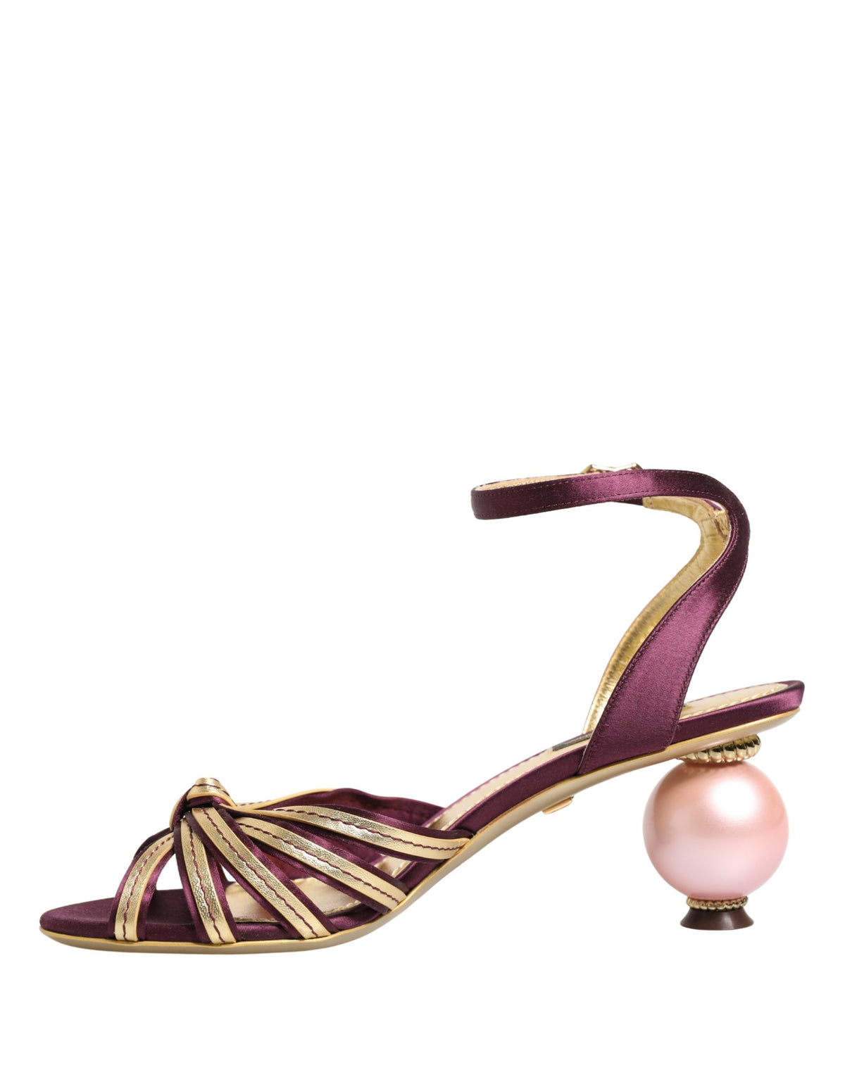 Dolce & Gabbana Purple Gold Keira Pearl Heels Sandals Shoes lila
