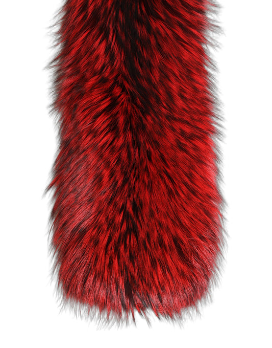 Dolce & Gabbana Red Fox Fur Neck Wrap Warmer Winter Scarf rot