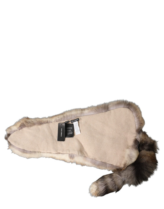 Dolce & Gabbana Brown Frost Fox Fur Neck Warmer Winter Scarf braun