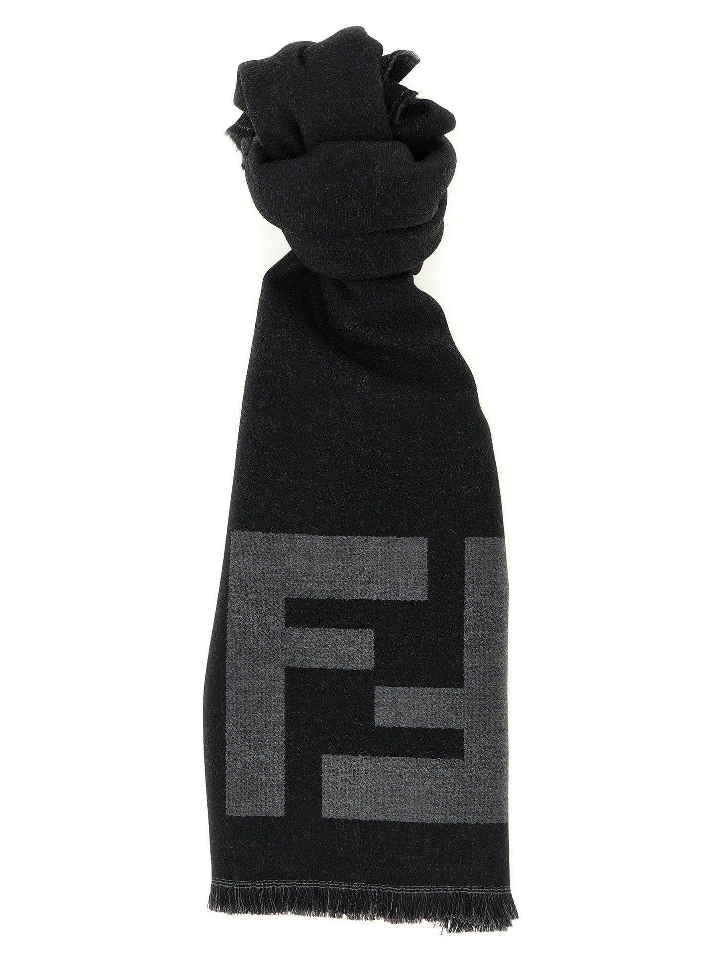 Fendi Black Virgin Wool Scarf schwarz