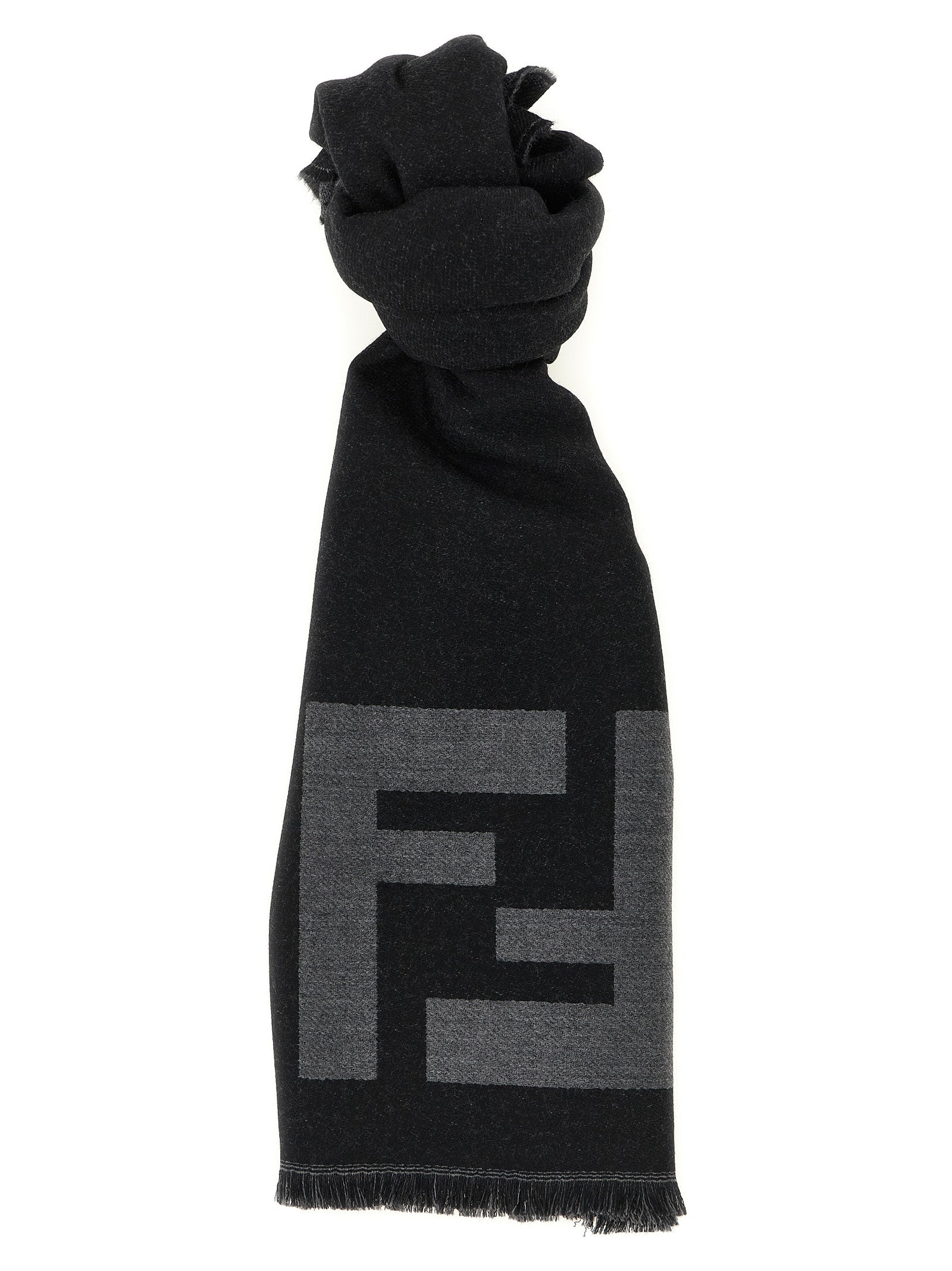 Fendi Black Virgin Wool Scarf schwarz