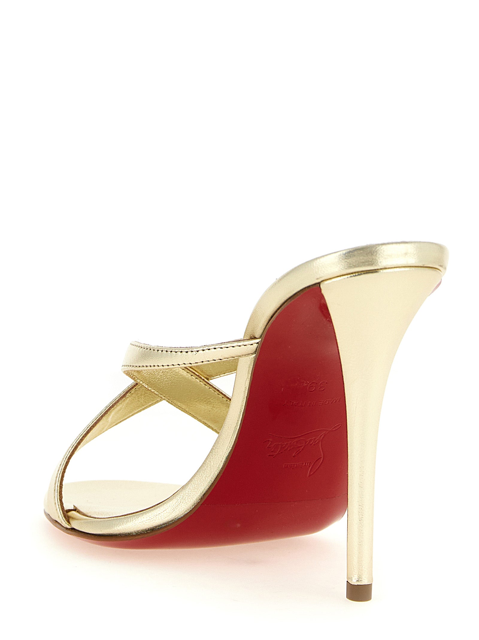 Christian Louboutin Gold 'Mulazee Cross' Sandals