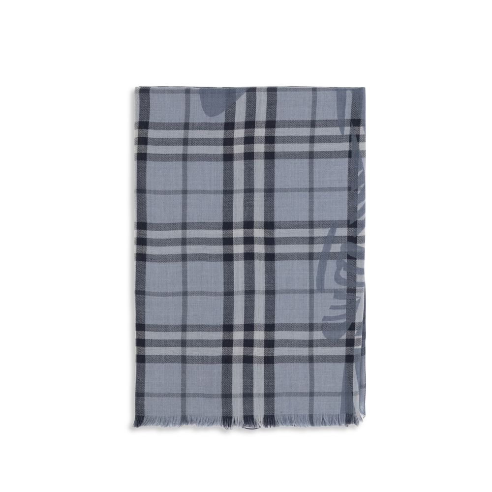 Burberry Blue Knight Check Scarf Foulard blau