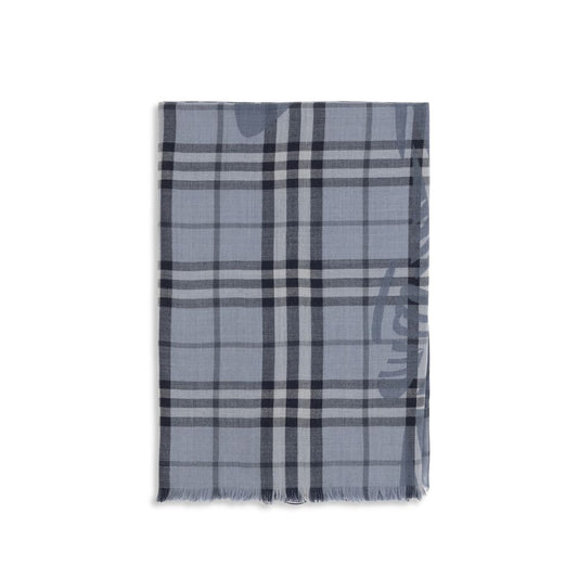 Burberry Blue Knight Check Scarf Foulard blau