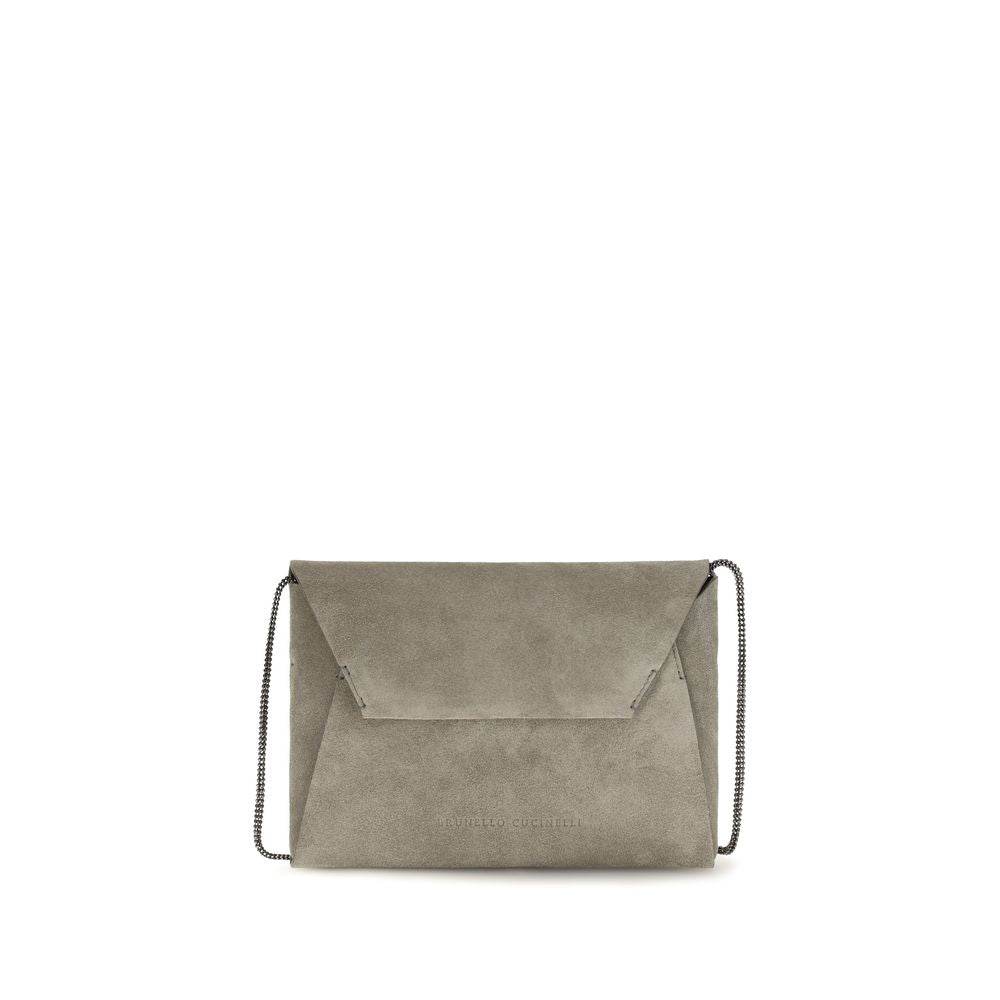 Brunello Cucinelli Gray 'BC' Duo' Clutch grau