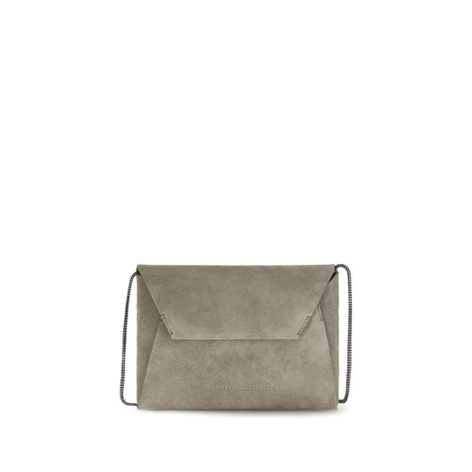 Brunello Cucinelli Gray 'BC' Duo' Clutch grau