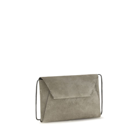 Brunello Cucinelli Gray 'BC' Duo' Clutch grau