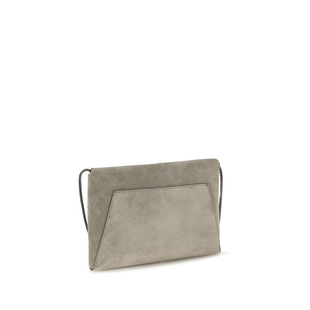 Brunello Cucinelli Gray 'BC' Duo' Clutch grau