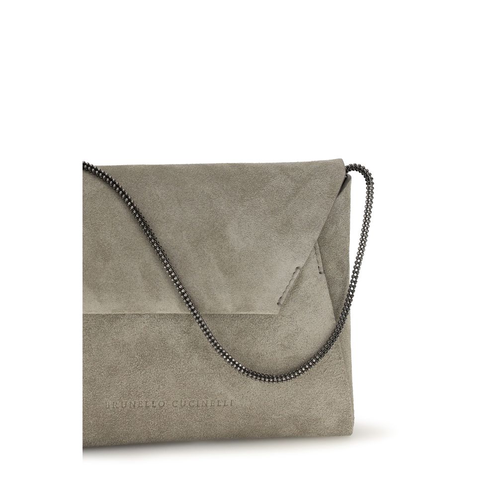 Brunello Cucinelli Gray 'BC' Duo' Clutch grau