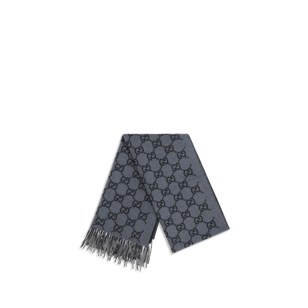 Gucci Blue GG Cashmere Scarf Foulard blau