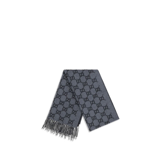 Gucci Blue GG Cashmere Scarf Foulard blau