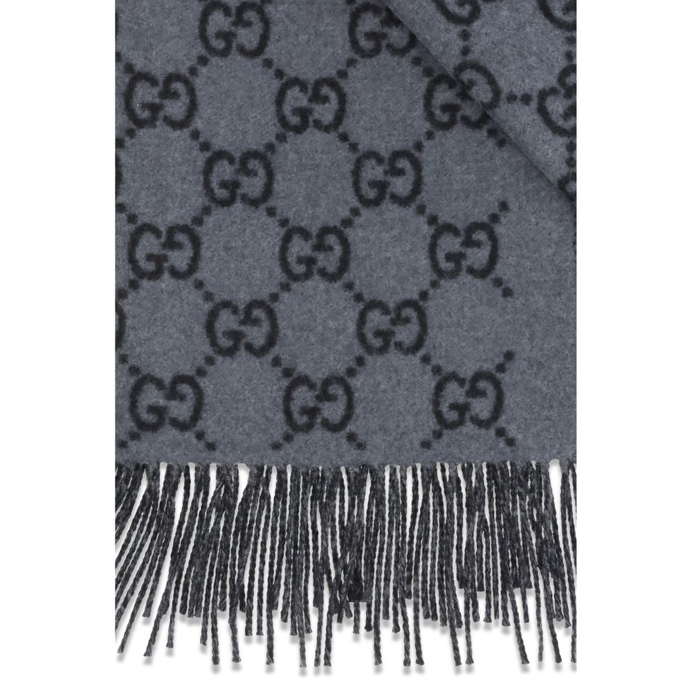 Gucci Blue GG Cashmere Scarf Foulard blau