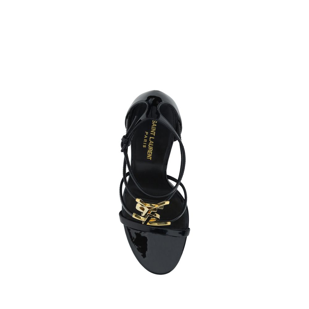 Saint Laurent Black Cassandra Leather Sandals schwarz