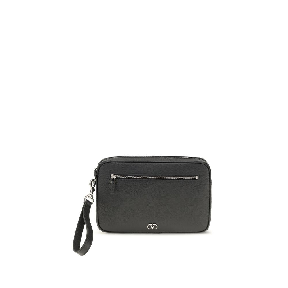 Valentino Garavani Black VLogo Signature Pouch Handbag schwarz