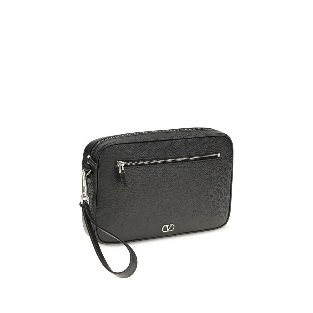 Valentino Garavani Black VLogo Signature Pouch Handbag schwarz