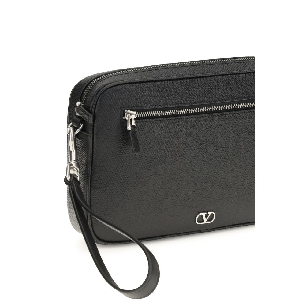 Valentino Garavani Black VLogo Signature Pouch Handbag schwarz