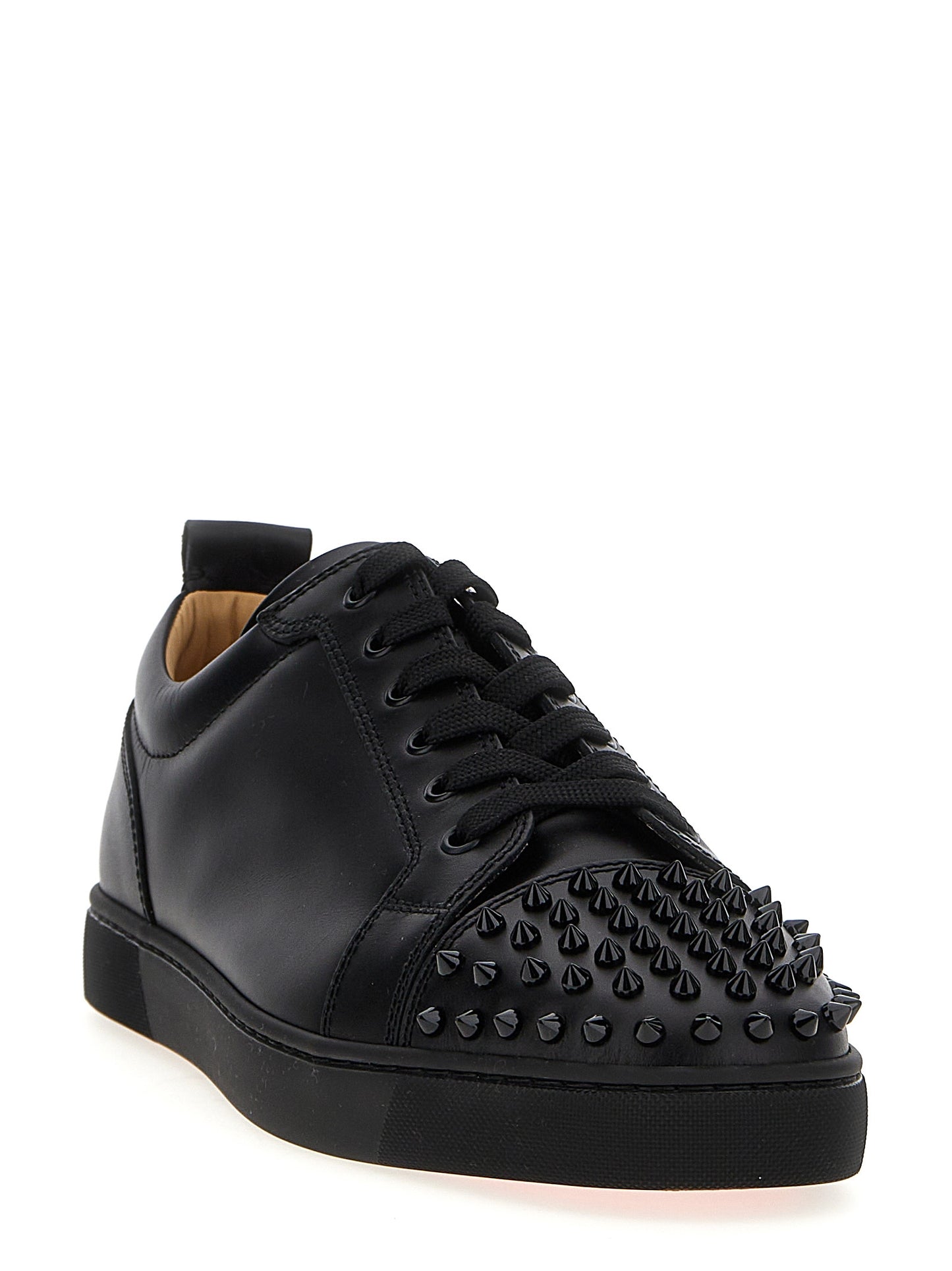 Christian Louboutin Black 'Louis Junior Spikes Flat' Sneakers schwarz