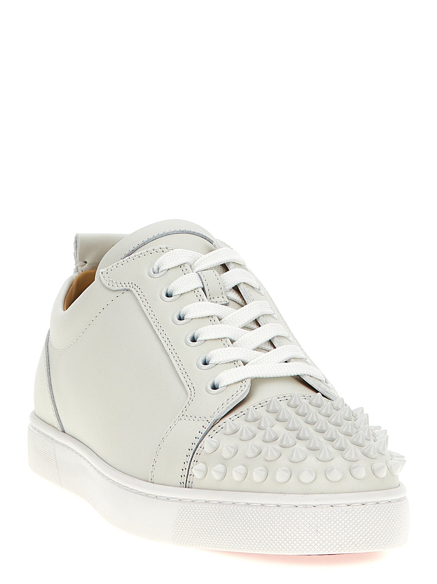 Christian Louboutin White 'Louis Junior Spikes' Sneakers weiss