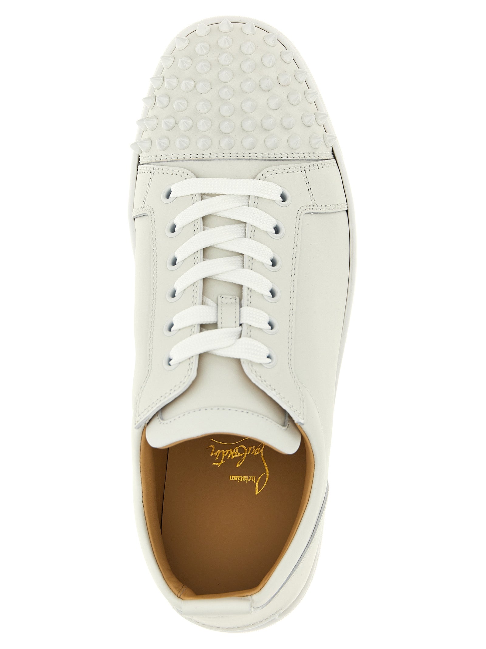 Christian Louboutin White 'Louis Junior Spikes' Sneakers weiss