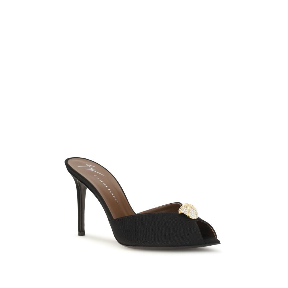 Giuseppe Zanotti Black Intrigo Cocktail Mules Sandals schwarz