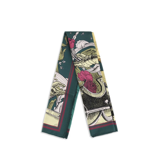 Burberry Bicolor Silk Scarf With Etched Knight multicolor