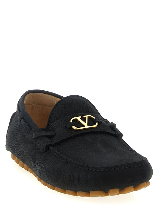 Valentino Garavani Black 'Driver Fastaway' Loafers schwarz