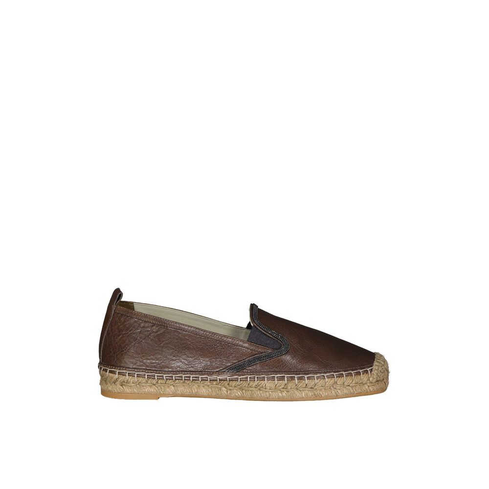 Brunello Cucinelli Brown Leather Espadrilles braun