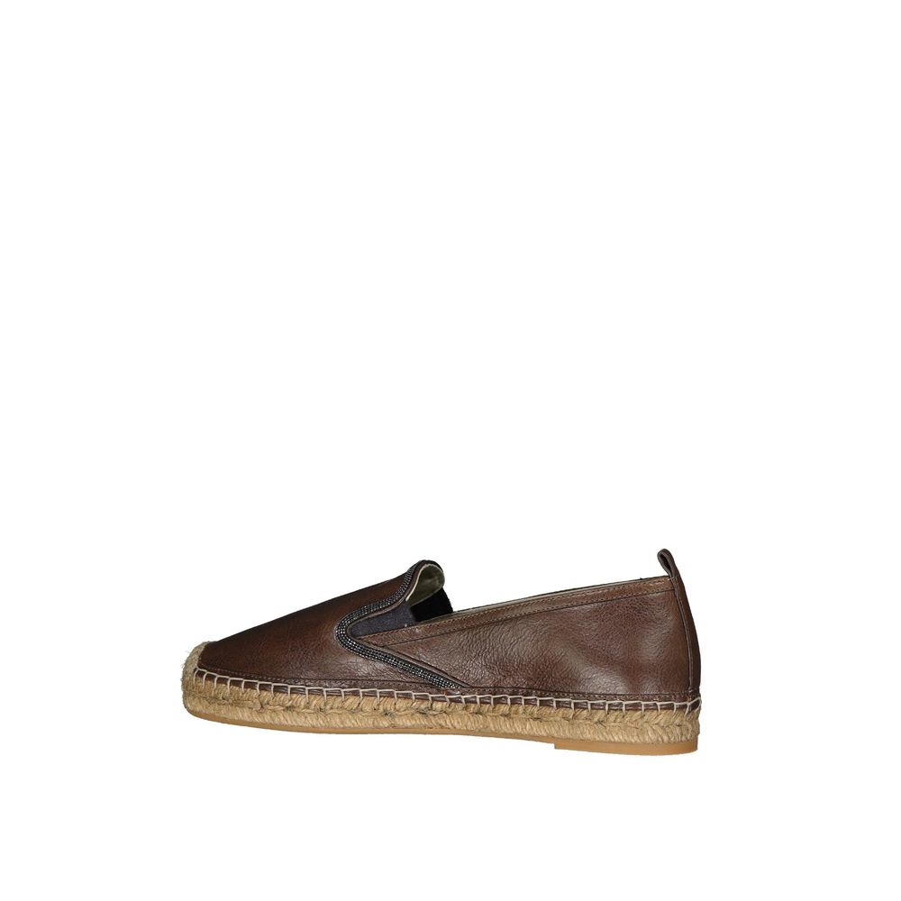 Brunello Cucinelli Brown Leather Espadrilles braun