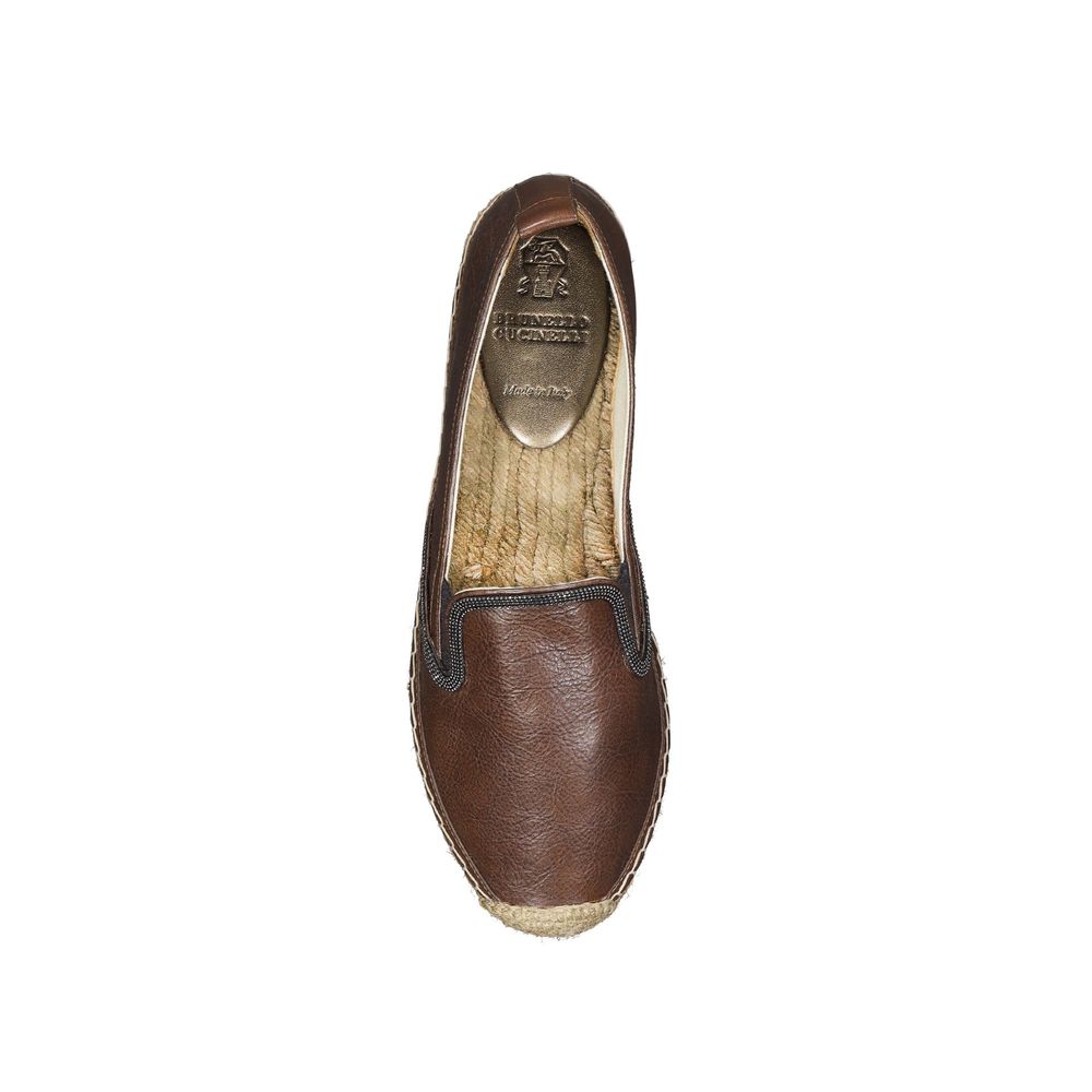 Brunello Cucinelli Brown Leather Espadrilles braun