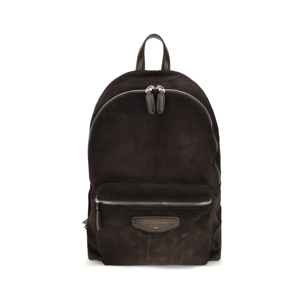 Santoni Brown Suede Backpack braun