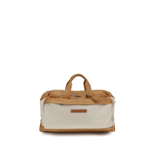 Brunello Cucinelli Beige Active Travel Bag In Leather