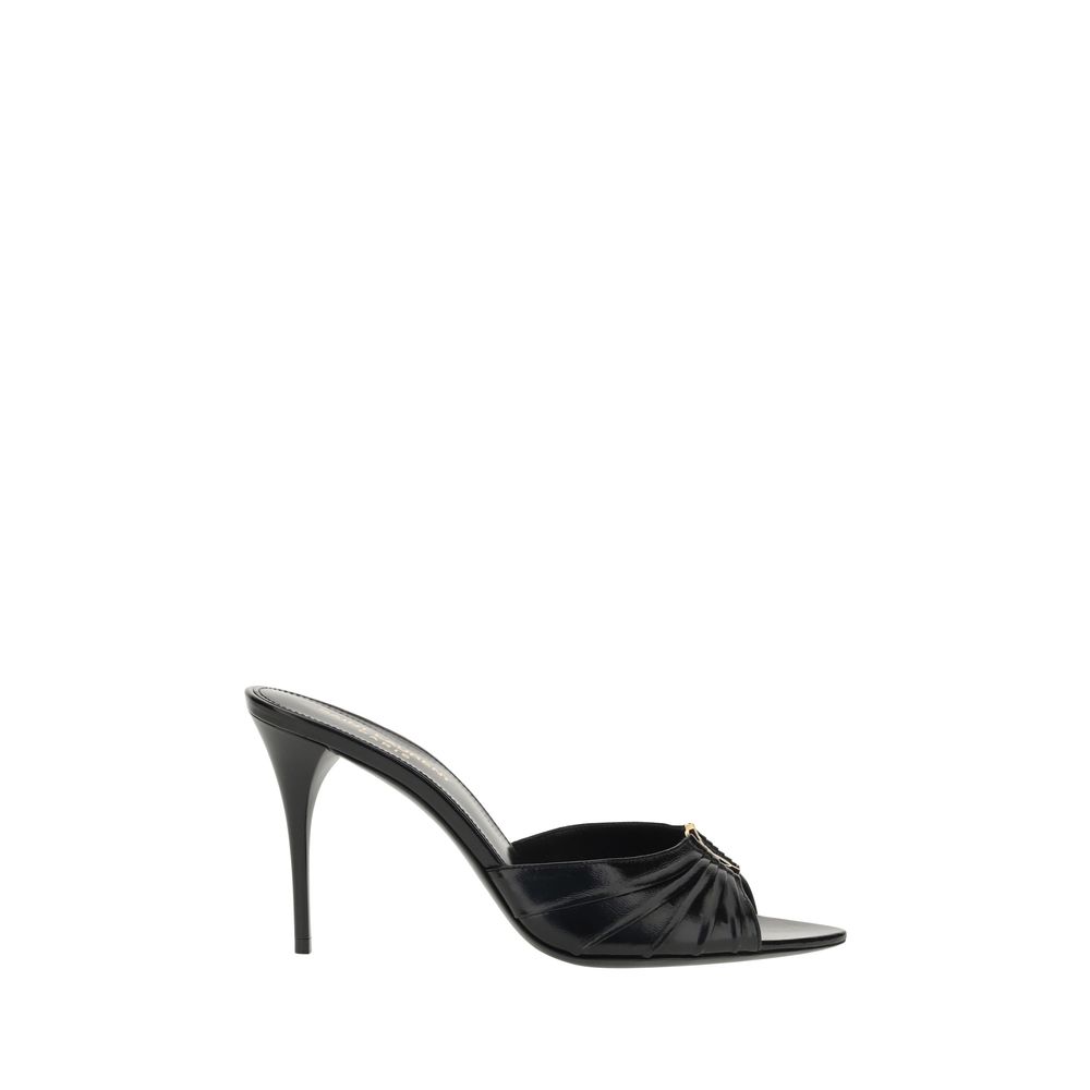 Saint Laurent Black Lamb Ovis Aries Stiletto Heel Sandals schwarz