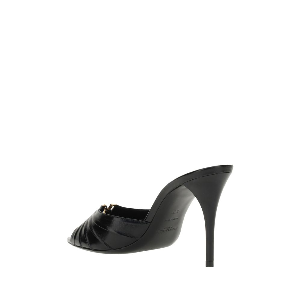 Saint Laurent Black Lamb Ovis Aries Stiletto Heel Sandals schwarz