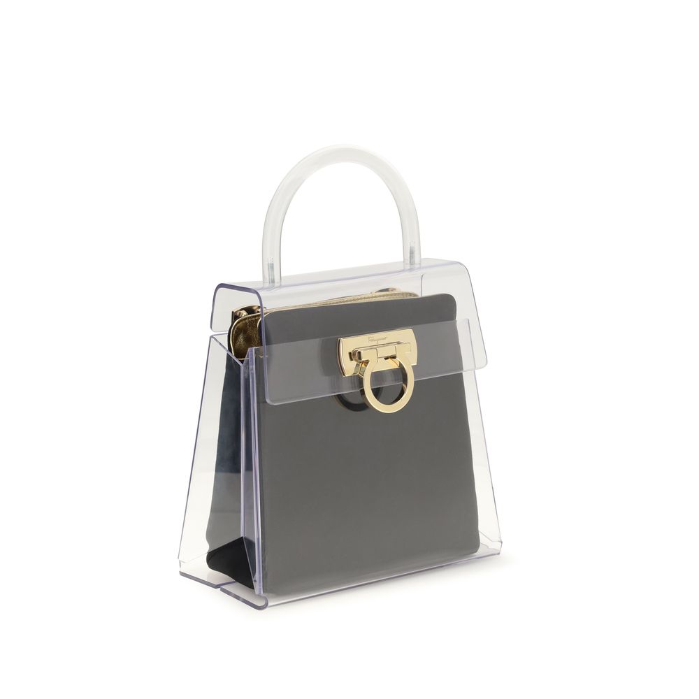 Ferragamo Black Pvc Top Handbag schwarz