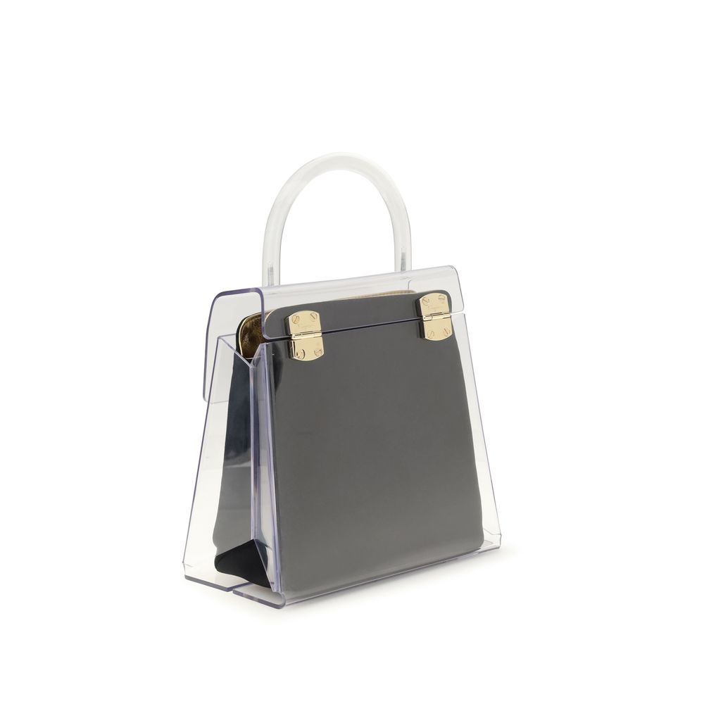 Ferragamo Black Pvc Top Handbag schwarz