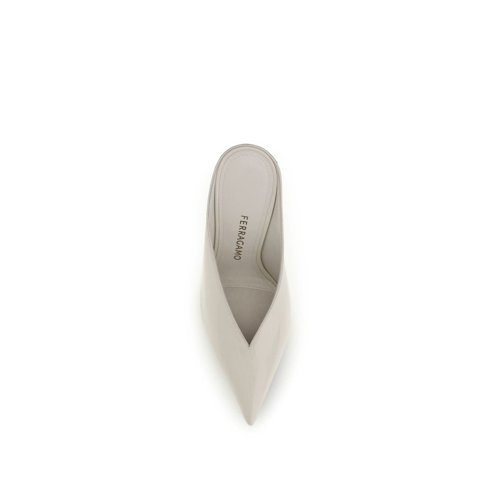 Ferragamo Beige S Sculpted Heel Mules