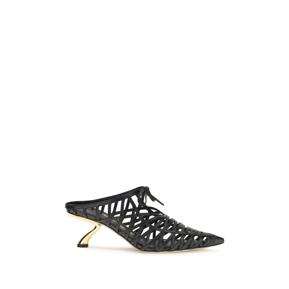 Ferragamo Black S Sculpted Heel Mules schwarz